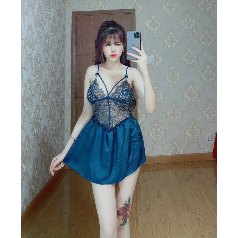 Váy ngủ sexy nữ  Freeship  Váy ngủ sexy nữ gợi cảm phối ren mềm siêu quyến rũ Freesize dưới 60kg | BigBuy360 - bigbuy360.vn