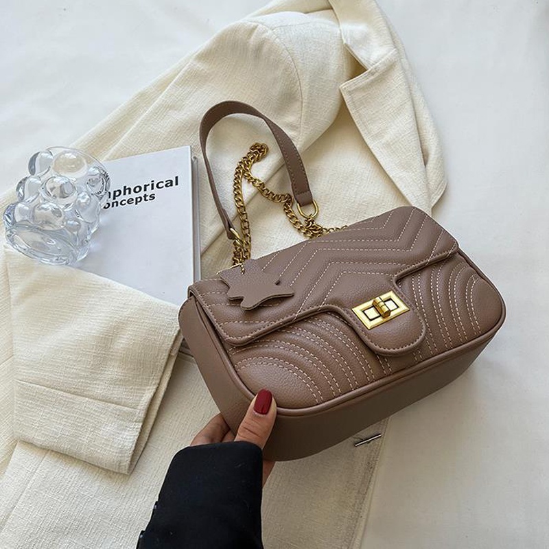 Túi Đeo Vai Hình Vuông Cỡ Nhỏ Phối Dây Đeo Sợi Xích Phong Cách Cổ Điển Thời Trang Cho Nữ