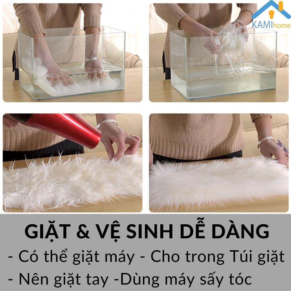 Thảm lông lau chùi chân trải sàn trang trí chụp ảnh Chữ nhật 58*40cm mã 27005