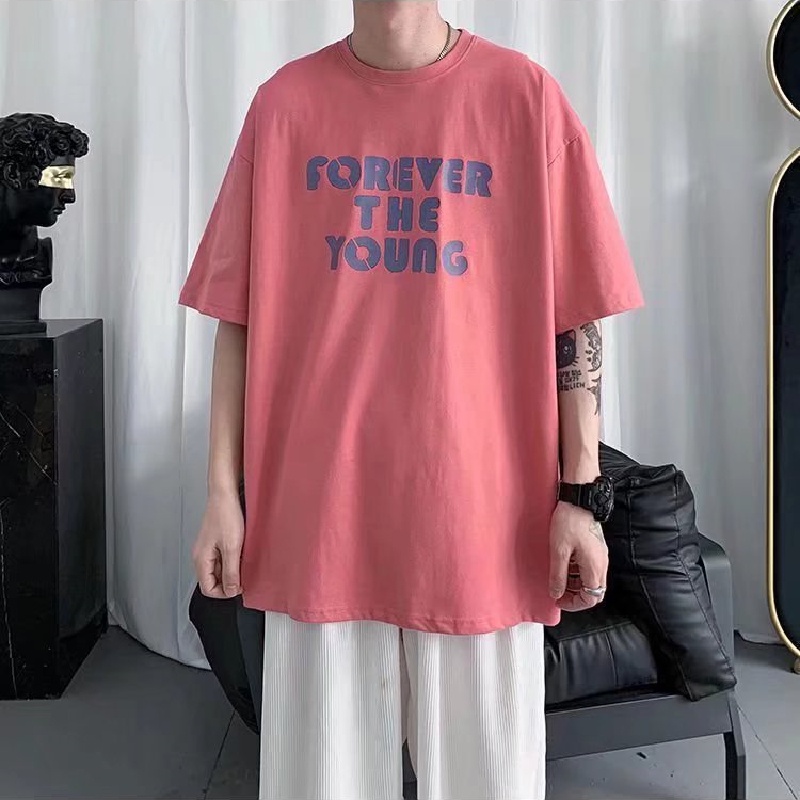 Áo Thun Dáng Rộng In Chữ Phong Cách Thời Trang Nhật Bản Cho Nam Giới Có Size M-8XL