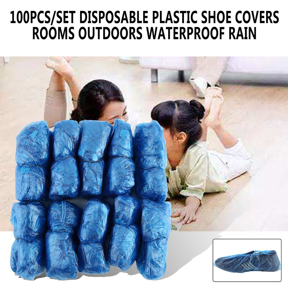 Bộ 100 bao bọc giày chất liệu nilon sử dụng một lần đi mưa chống nước