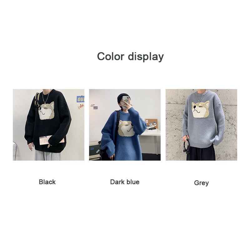 Áo sweater AOKANG dáng rộng in họa tiết hoạt hình phong cách Hàn Quốc thời trang thu đông dành cho nam