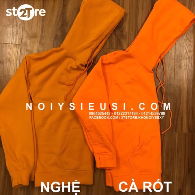 ÁO HOODIE NỈ NGOẠI LÓT BÔNG TRƠN NÓN 2 LỚP XỎ NGÓN UNISEX - CAM ĐẤT | BigBuy360 - bigbuy360.vn