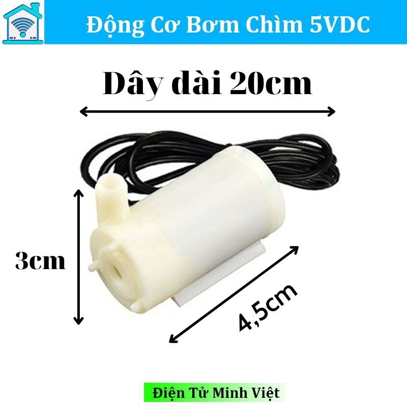 Máy bơm mini bơm chìm siêu nhỏ 3V-5V bơm mạnh và êm lưu lượng 96 lít một giờ