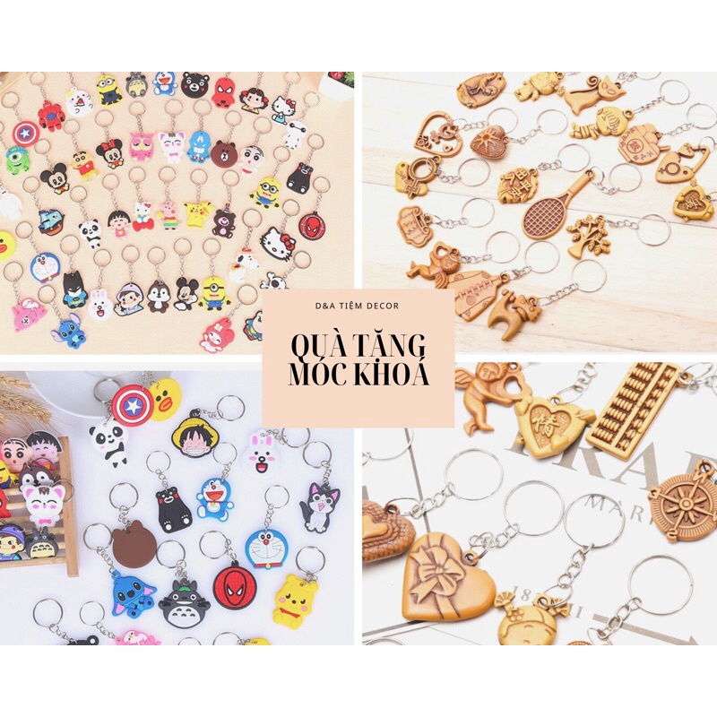 [QUÀ TẶNG] Móc khoá cute, móc khoá giả gỗ, silicon mẫu ngẫu nhiên