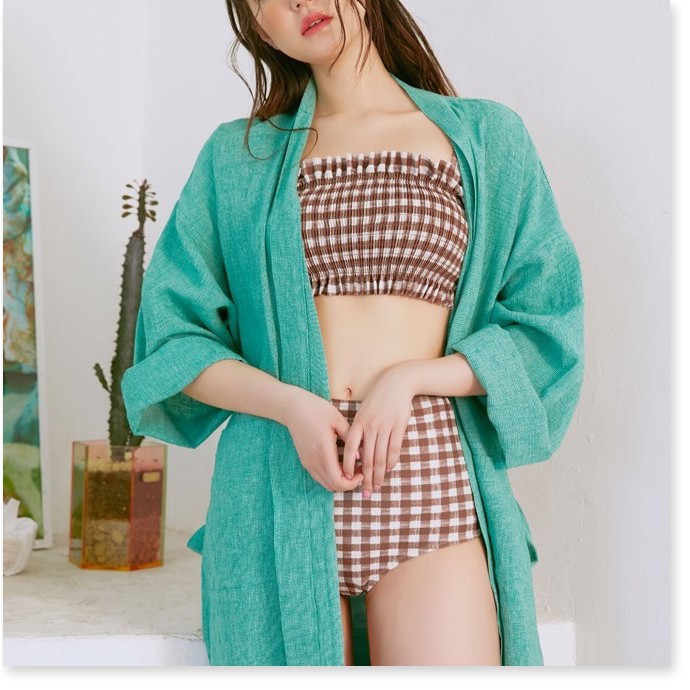 Bikini nữ đẹp, Áo tắm biển nữ 2019 mới xẻ lưới xếp ly size ngực mỏng che bụng áo tắm nữ đi nghỉ mát suối nước nóng