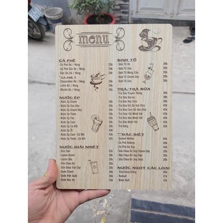 Menu gỗ thiết kế theo yêu cầu