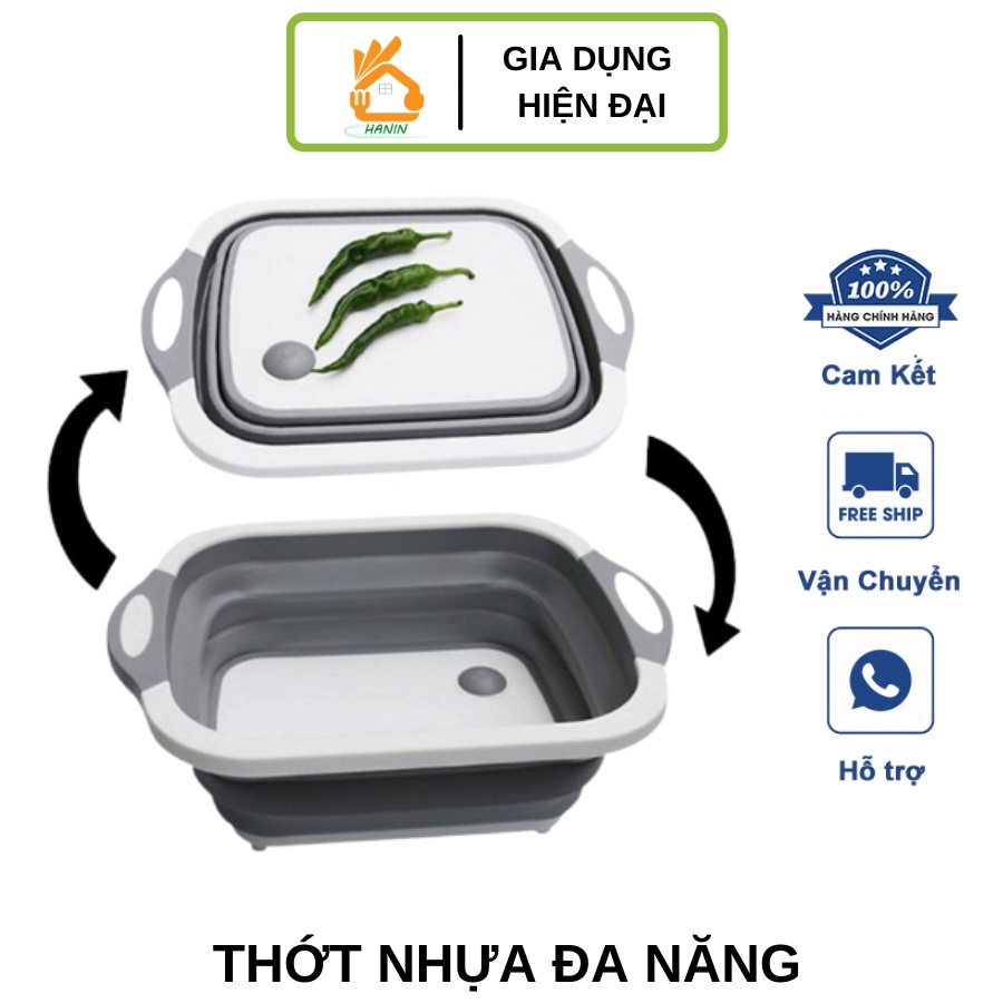 Thớt Nhựa Đa Năng 3 In 1 Kiêm Chậu Rửa, Rổ Đa Năng, Thớt Siêu Tiện Dụng + TẶNG KHĂN LAU TAY