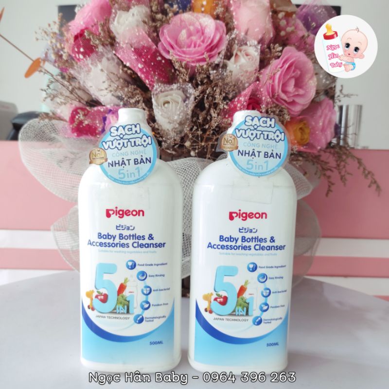 (Date 2024) Nước rửa bình sữa và rau củ Pigeon chai 500ml