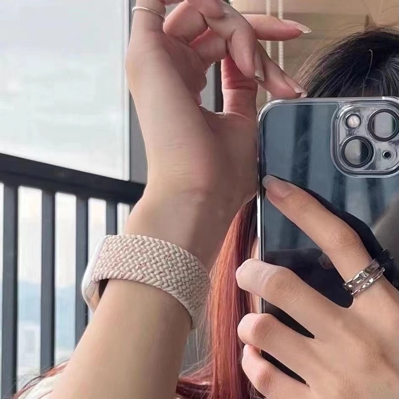 Dây Đeo Đồng Hồ Apple Watch 49mm 44mm 40mm 38mm 42mm 6 SE 5 4 3 Bằng Nylon Bện Co Giãn 8 7 41mm 45mm
