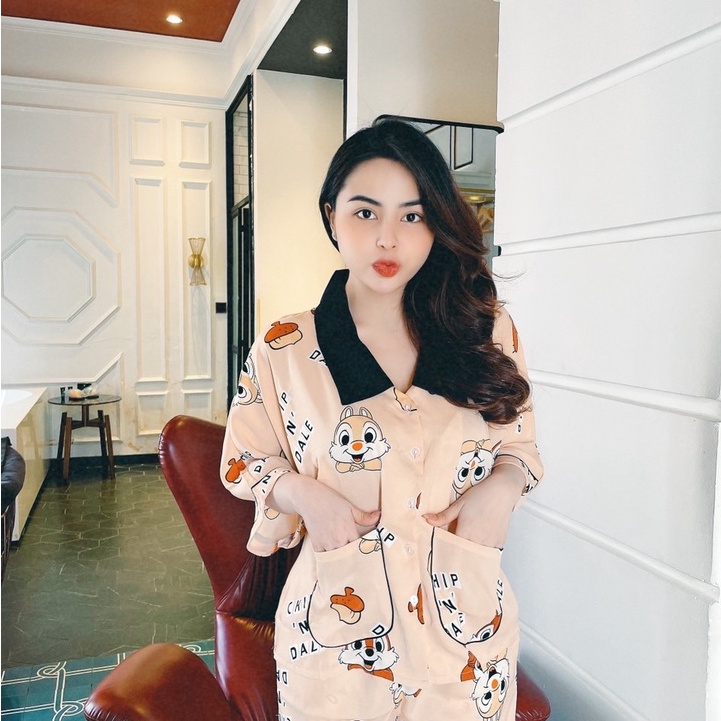 Đồ bộ pijama lụa mango mặc nhà quần dài tay cánh dơi chất liệu Mango size M L 216