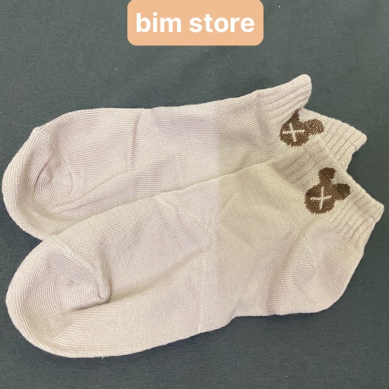 Tất vớ gấu nữ hàn quốc lolita xinh, ấm chân vintage đẹp cổ ngắn cute hình con tất gấu - Bim Store M41