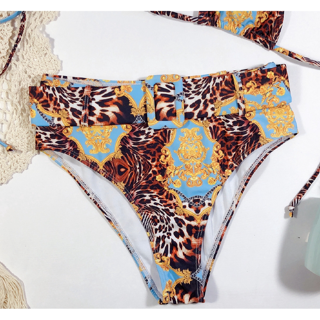 Sexy Women 2piece Buckle Colorful Halter Swimsuit Summer Beach Bikini