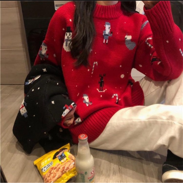 Áo len đôi 2 màu đỏ - đen