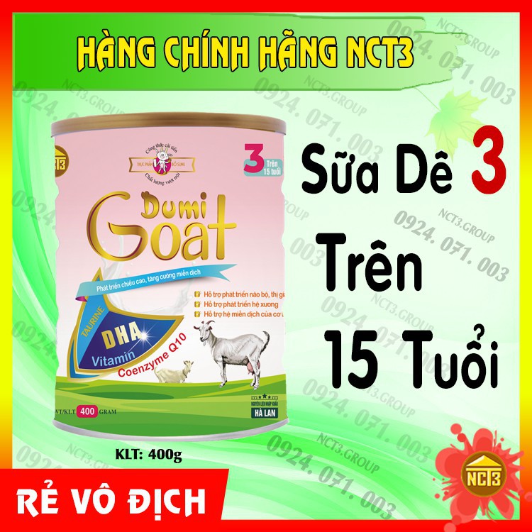 (Rẻvôđịch)  Sữa Dê Cho trẻ Trên 15 tuổi Dumi Goat (400g) (Hàng chính hãng công ty NCT3 ) .