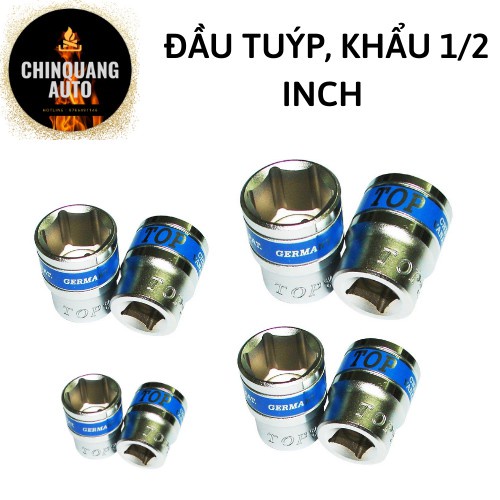 Đầu tuýp 1/2 TOP tiêu chuẩn germany,đầu típ ngắn 1/2 đủ size