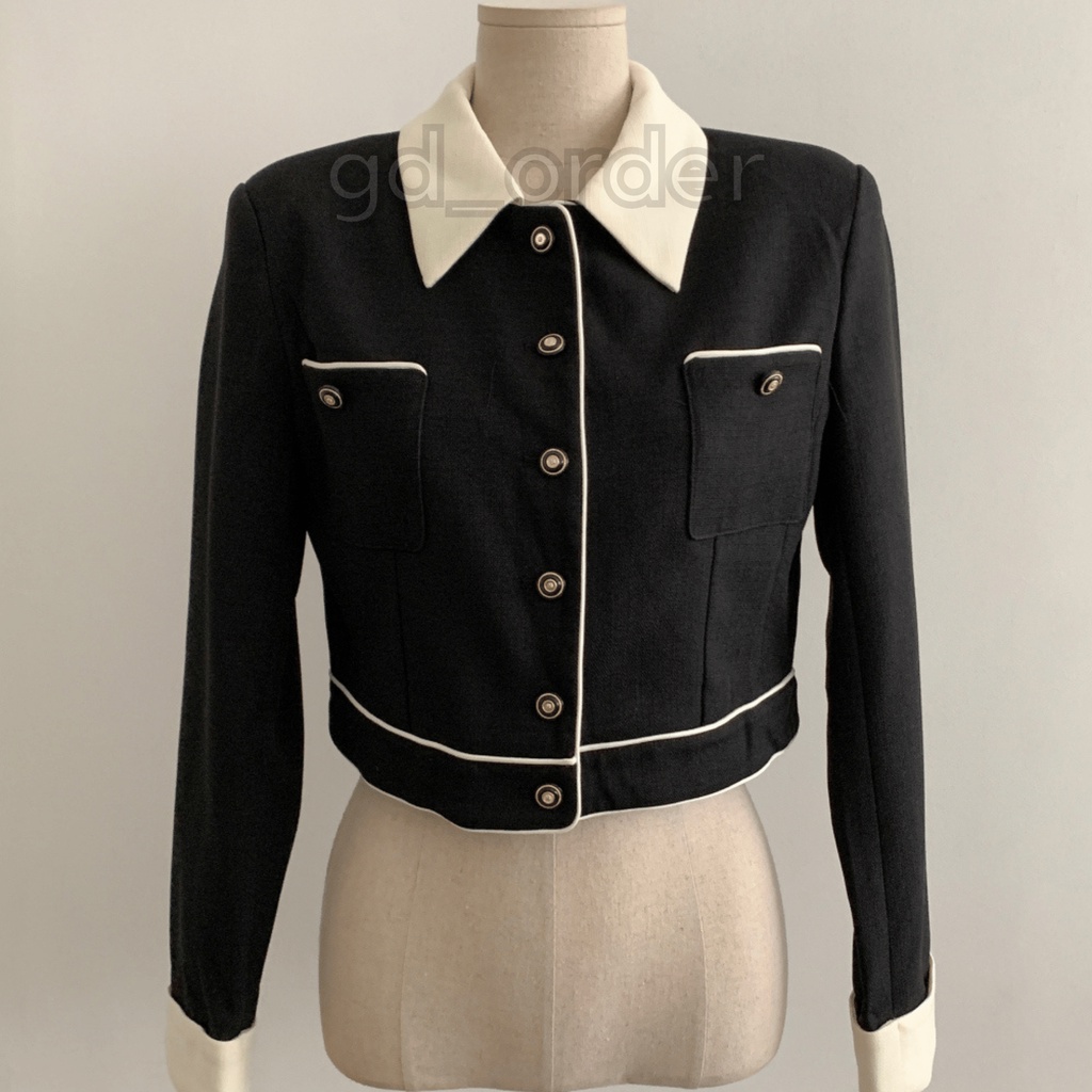 K95|Áo khoác nữ hàn quốc croptop ngắn hoạ tiết nổi túi ngắn thanh lịch, đơn giản gd_order