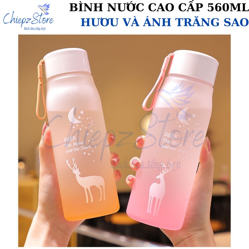 Bình nước Hươu và Ánh Trăng Sao - Bình đựng nước cao cấp 560ml - BPA free