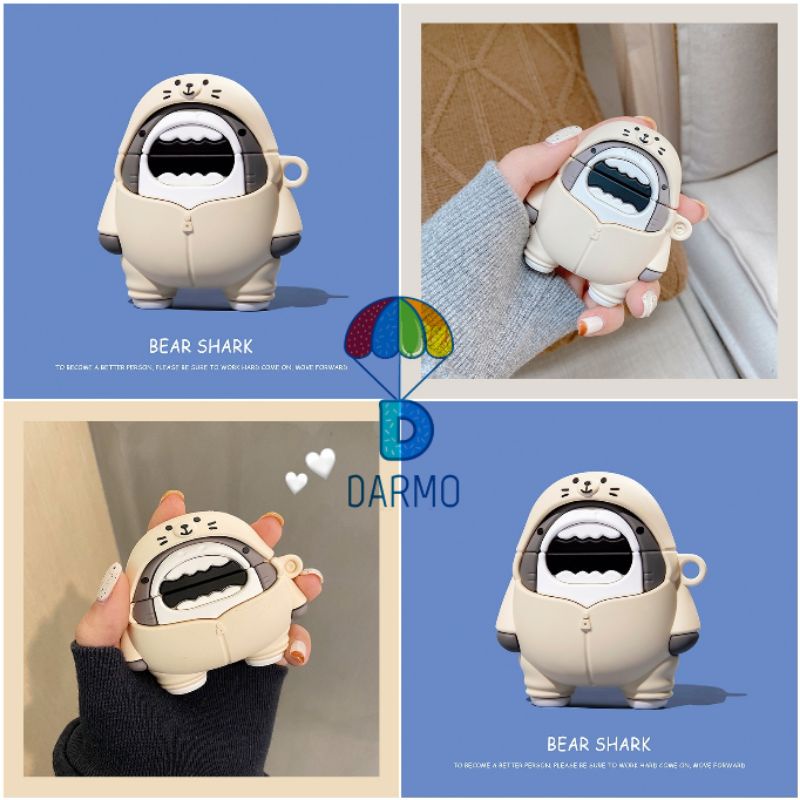 Case bảo vệ Airpods Pro/1/2 cá mập mặc áo hoodie