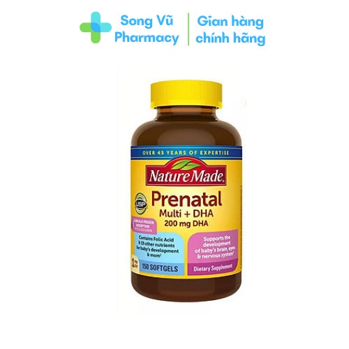 Vitamin bà bầu Prenatal + DHA 200mg Nature Made - Mỹ (150v)