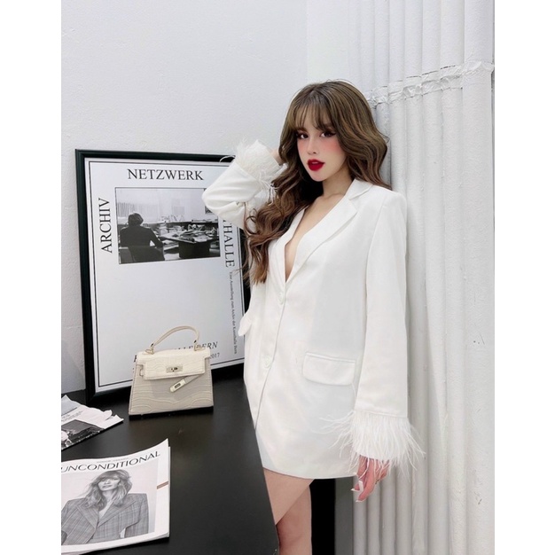 Áo vets blazer tay phối lông 2màu sang chảnh