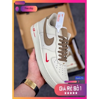 Giày thể thao Air Force 1 Low White Brown vạch nâu, giày nam nữ năng động, bền đẹp