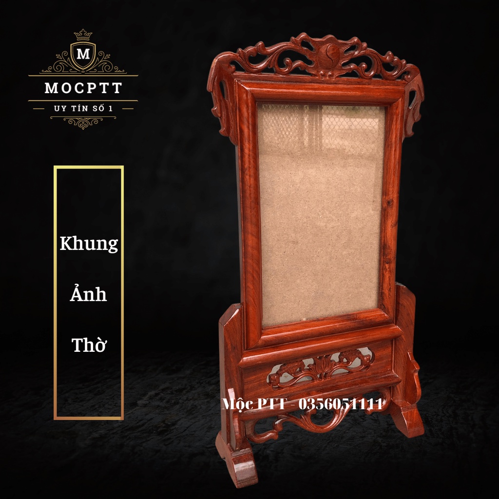 Khung Ảnh Thờ mẫu Hoa Lá Tây kích cỡ 20 x 30 cm và 25 x 35 cm gỗ Hương Ta trang trí phòng thờ