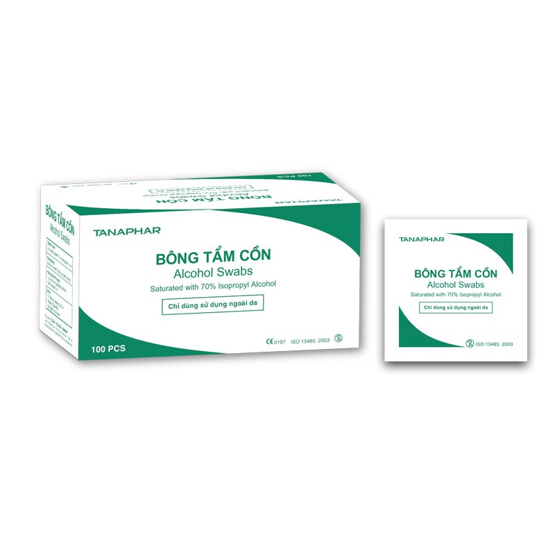 Bông Tẩm Cồn Tiệt Trùng (Alcohol Pads) hộp 100 miếng