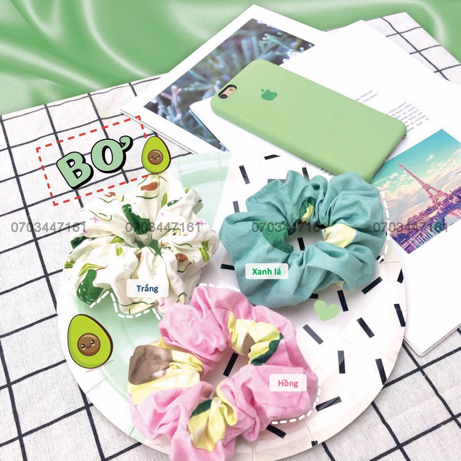 Dây buộc tóc Scrunchies Bơ (ảnh thật shop chụp)