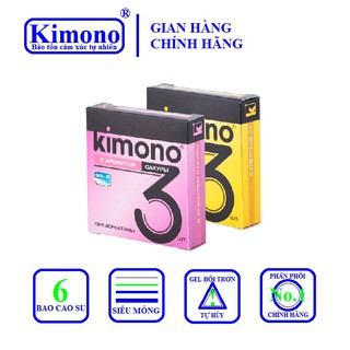 Bộ 2 hộp bao cao su kimono 0.02 vàng 3 bao - siêu mỏng + bao cao su kimono 0.03 saku 3 bao / hộp