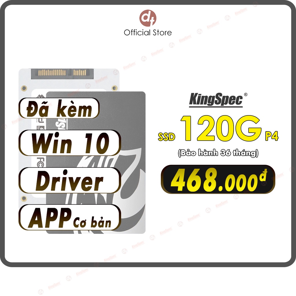 [Mã BMBAU300 giảm 10% đơn 499K] Ổ cứng SSD KingSpec 120GB cài sẵn Win 10 , SATA 2.5 | P4 120 Hàng Chính Hãng