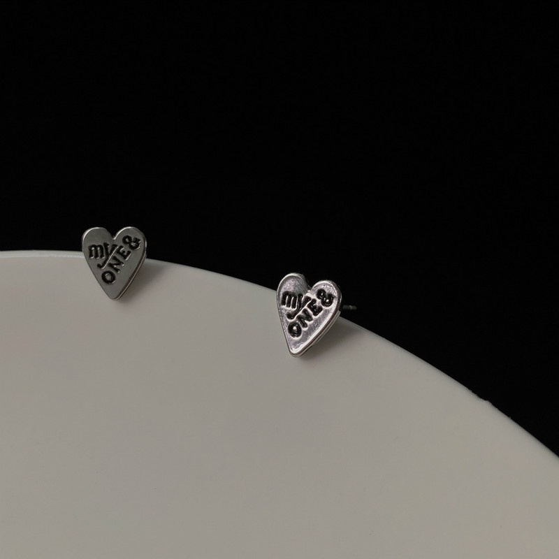 Bông Tai Mạ Bạc 925 Hình Trái Tim Nhỏ 191188Bông Tai Hình Trái Tim Phong Cách Retro Hàn Quốc