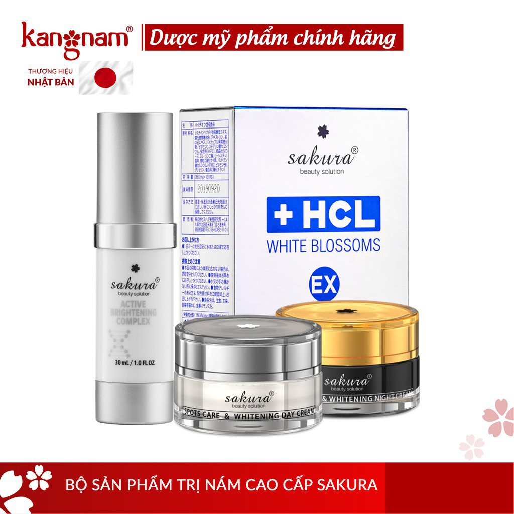 [DEAL SỐC]  Bộ Sản Phẩm Sakura Spots Care And Whitening Set Hỗ Trợ Điều Trị Nám, Làm Trắng Da, Mờ Nám, Dưỡng Ẩm, Chống L