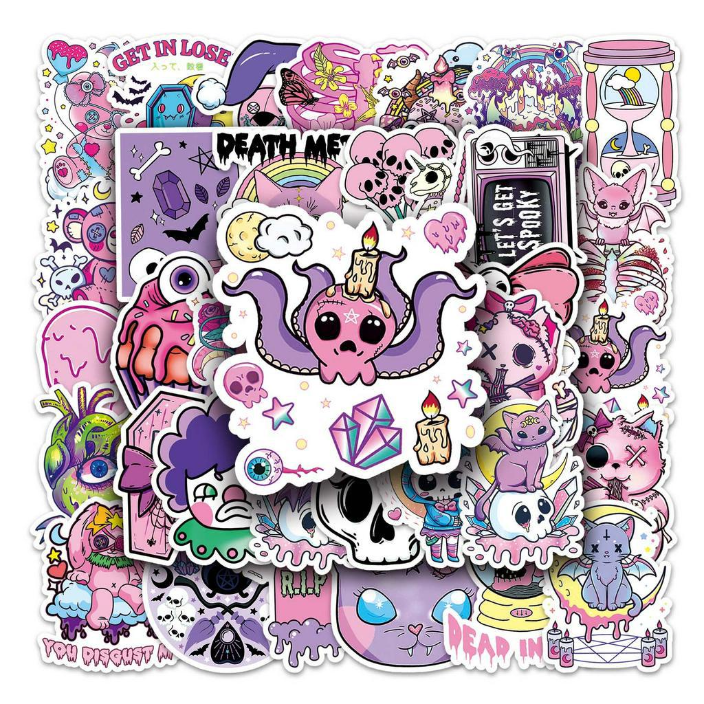 50 Miếng Dán Trang Trí Xe Hơi / Nhà Cửa Phong Cách Gothic Sáng Tạo Vui Nhộn Chống Thấm Nước