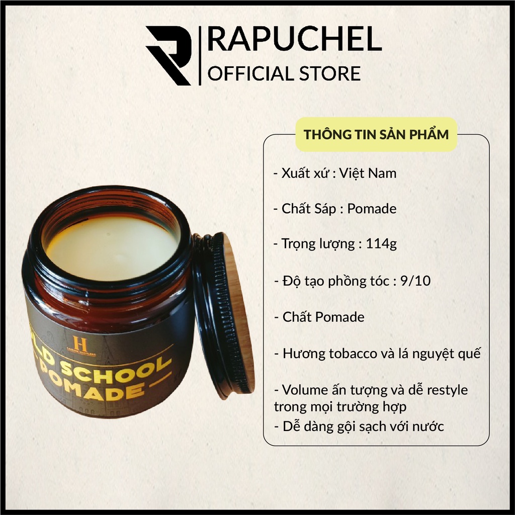 Sáp vuốt tóc nam Old School Pomade chính hãng  Rapuchel Store SSOS01