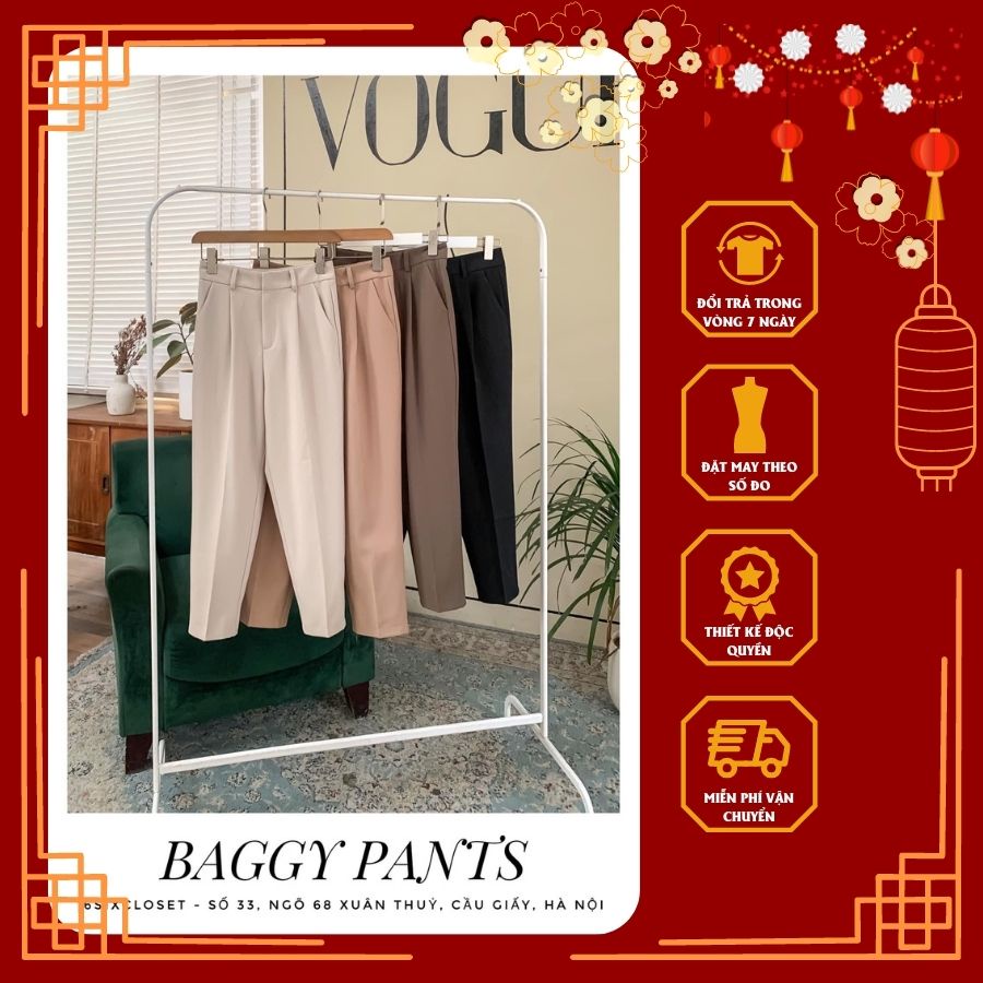 Quần baggy vải cao cấp cạp đỉa hàng thiết kế 6SIX closet (tặng kèm belt)