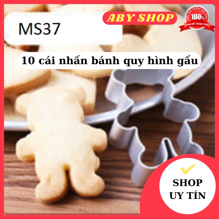 10 cái nhấn bánh quy hình gấu ⚡ HÀNG LOẠI 1 ⚡ khuôn làm bánh inox chống gỉ, dễ dàng thao tác