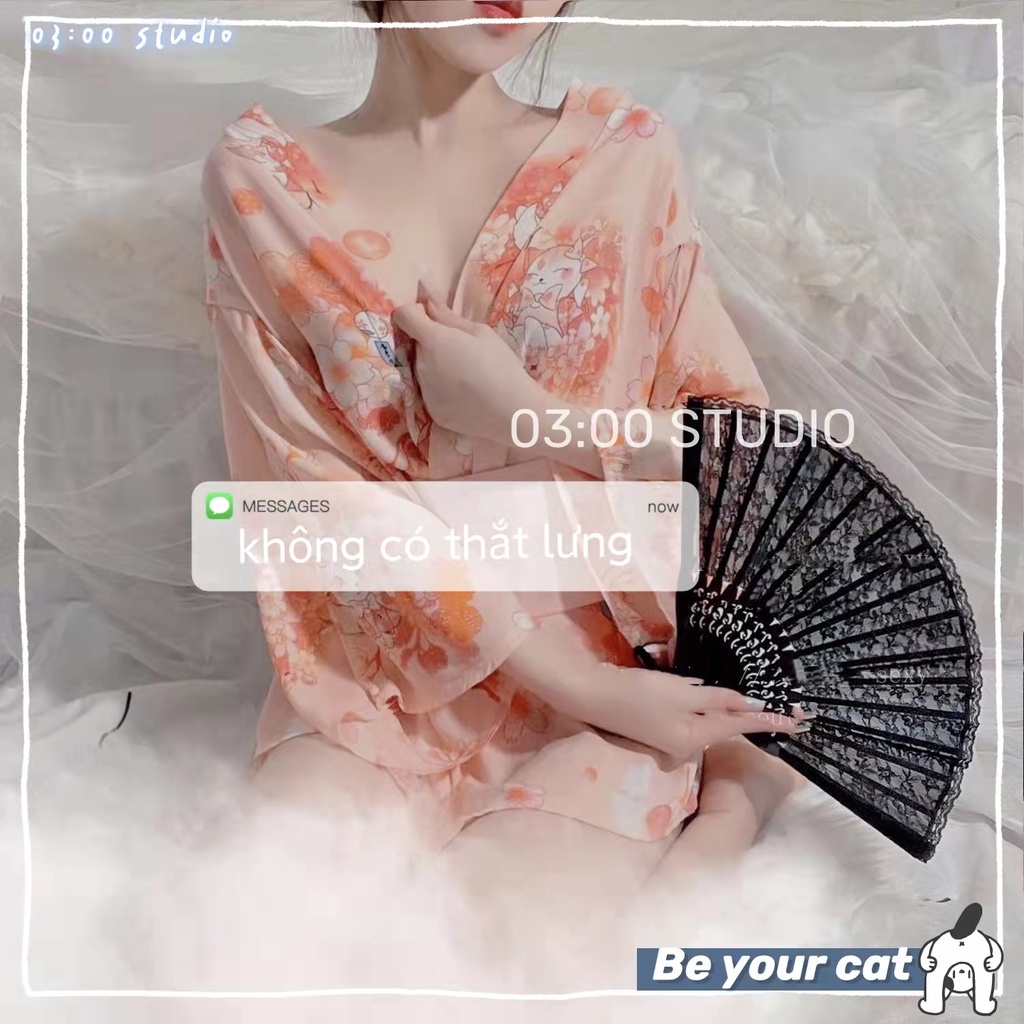 （Giao hàng bảo mật）🌸SAKURA🌸Freeship🌸Kimono Nhật Bản Đồ ngủ sexy cosplay Freesize 40-65kg--003
