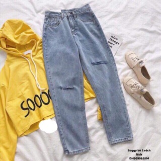 Quần baggy bò 2 rách lệch (DH)