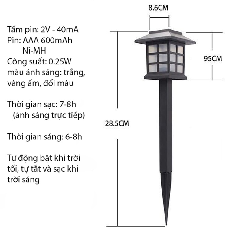 Combo 8 Đèn sân vườn năng lượng mặt trời SOLAGA HA01-023
