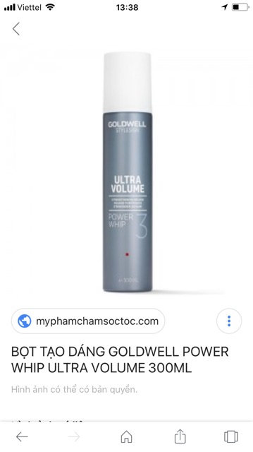 Bọt tạo dáng đầy đặn Goldwell Top Whip 4 Ultra Volume 300ml