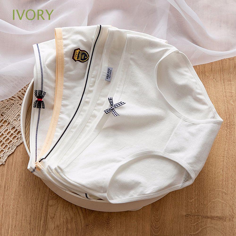 Quần lót nữ vải cotton thoáng khí lưng vừa họa tiết kẻ sọc có đính nơ gợi cảm phong cách Hàn Quốc