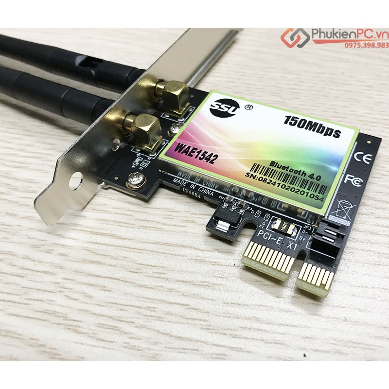 Card PCIE wifi 150mb bluetooth 4.0 cho PC kết nối tai nghe, loa bluetooth