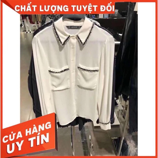 Áo Sơ Mi Lụa Viền dạ siêu đẹp freeship  ảnh thật fb