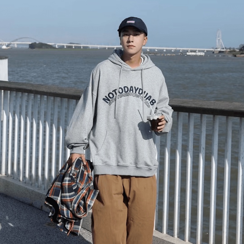 Áo hoodie Thể Thao Dáng Rộng In Chữ Phong Cách Hip Hop Đường Phố Nhật Bản Cá Tính Cho Nam