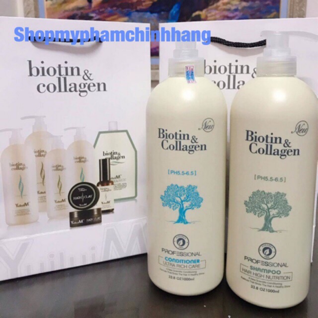 Cặp dầu gội xả Biotin Collagen YuiLui M 1000ml