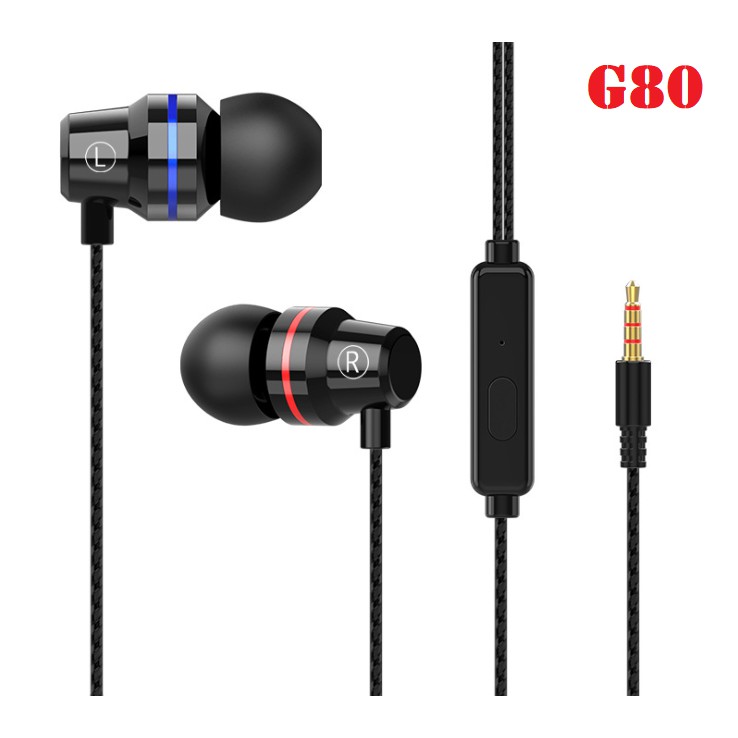 Tai nghe có dây G80 jack 3.5 - Tai phone tích hợp micro cao cấp