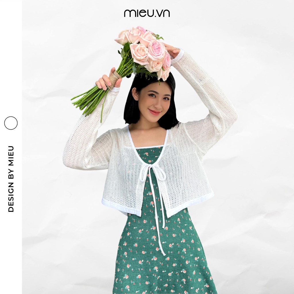 Áo cardigan dáng suông tay dài cột nơ xinh xắn MIEU - JM10