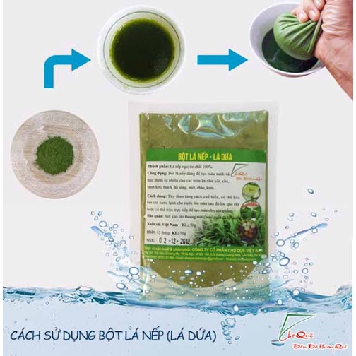 Gói 50g Bột lá nếp (bột lá dứa) nguyên chất 100% - Tạo mùi thơm và màu xanh tự nhiên xôi chè, bánh mứt