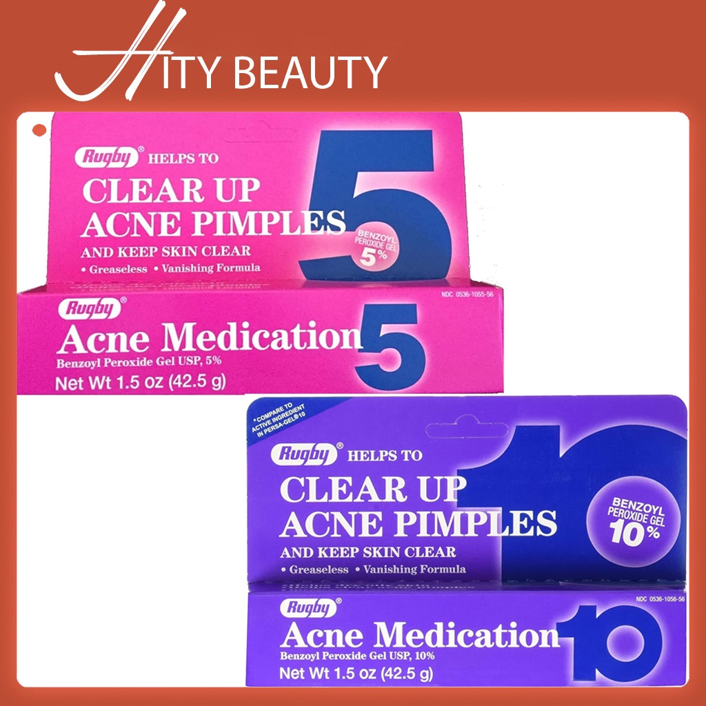 Kem giảm mụn RUGBY ACNE MEDICATION GEL BENZOYL PEROXIDE 10% 42.5g - Hity Beauty